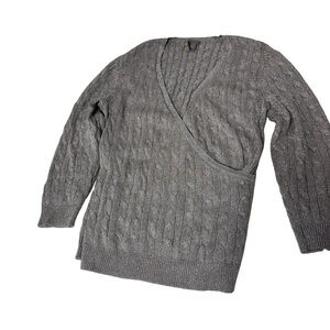 Ann Taylor silver sweater with shimmer thread throughout.
